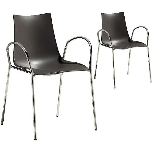 Zebra Technopolymer Canteen &Breakout Chrome Leg Chair with Arms Set of 2 Anthracite Zebra Technopolymer Canteen &Breakout Chrome Leg Chair with Arms Set of 2 Anthracite