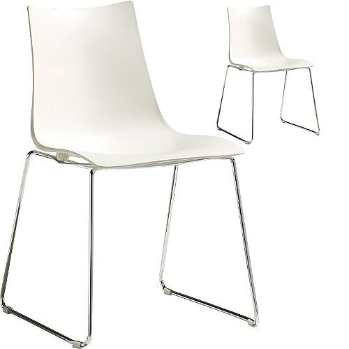 Zebra Technopolymer Chrome Sled Base Canteen &Breakout Chair Linen White Set of 2 Zebra Technopolymer Chrome Sled Base Canteen &Breakout Chair Linen White Set of 2