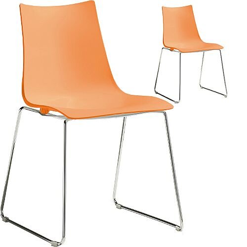 Zebra Technopolymer Chrome Sled Base Canteen &Breakout Chair Orange Set of 2 Zebra Technopolymer Chrome Sled Base Canteen &Breakout Chair Orange Set of 2