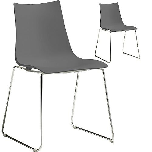 Zebra Technopolymer Chrome Sled Base Canteen &Breakout Chair Anthracite Set of 2 Zebra Technopolymer Chrome Sled Base Canteen &Breakout Chair Anthracite Set of 2