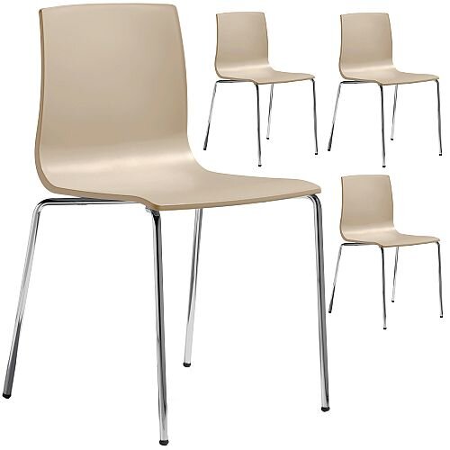 Alice Chrome Leg Canteen &Breakout Stacking Chair Set of 4 Dove Grey Alice Chrome Leg Canteen &Breakout Stacking Chair Set of 4 Dove Grey