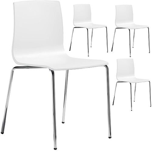 Alice Fire Retardant Chrome Leg Canteen &Breakout Stacking Chair Set of 4 Linen White Alice Fire Retardant Chrome Leg Canteen &Breakout Stacking Chair Set of 4 Linen White