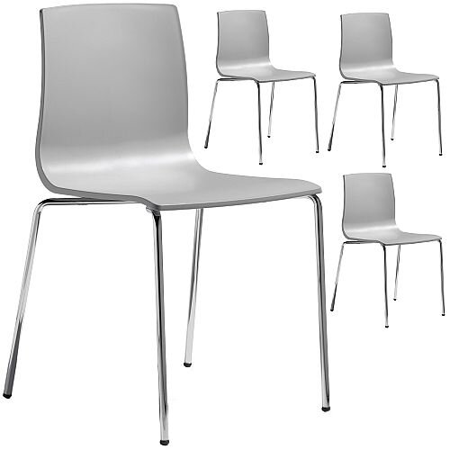 Alice Fire Retardant Chrome Leg Canteen &Breakout Stacking Chair Set of 4 Light Grey Alice Fire Retardant Chrome Leg Canteen &Breakout Stacking Chair Set of 4 Light Grey