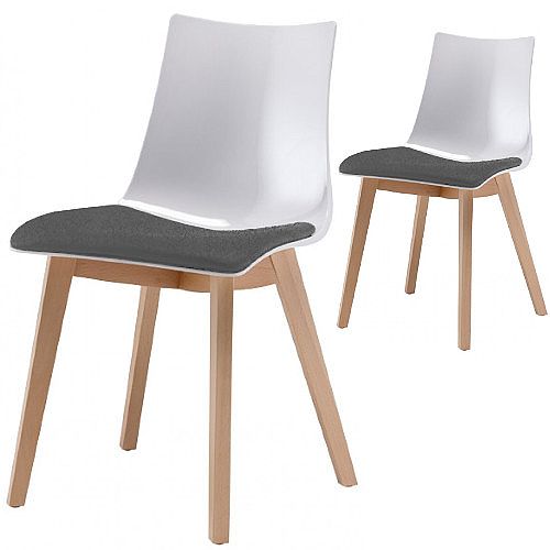 Natural Zebra Antishock Canteen &Breakout Wooden Leg Chair With Grey Fabric Cushion Glossy White Set of 2 Natural Zebra Antishock Canteen &Breakout Wooden Leg Chair With Grey Fabric Cushion Glossy White Set of 2