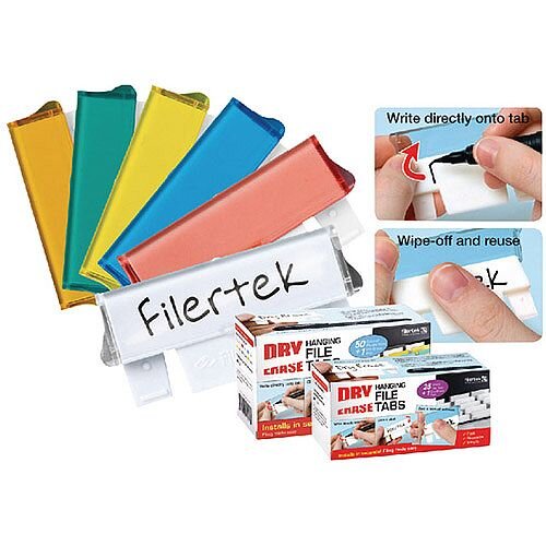 Filertek Fit-All Dry Erase Suspension File Tabs 50 Assorted