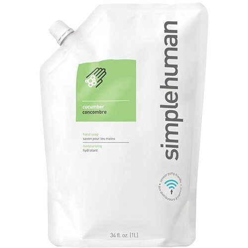 Simplehuman 1 Litre Soap Dispenser Refill Pouch, Moisturising Liquid Soap Cucumber Scent CT1020 Simplehuman 1 Litre Soap Dispenser Refill Pouch, Moisturising Liquid Soap Cucumber Scent CT1020