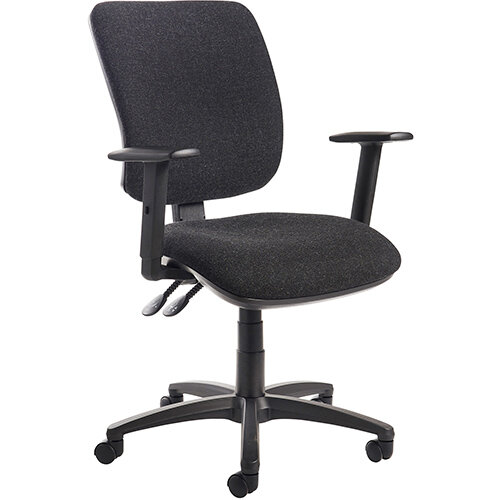 Senza high back operator chair with adjustable arms - charcoal