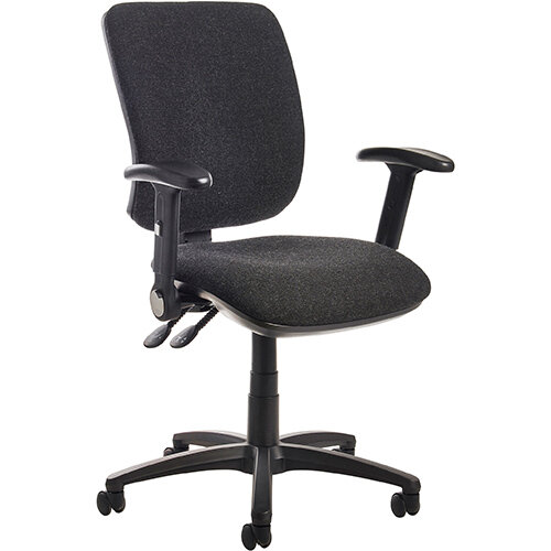 Senza high back operator chair with folding arms - charcoal