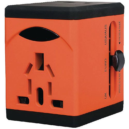 Snopake VariPlug Universal Travel Adapter USB Output Orange