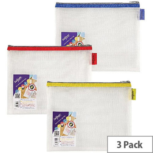 Snopake EVA Mesh Zippa-Bag 207 x 257mm Assorted Pack of 3 15818