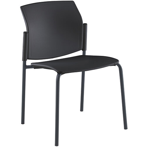 Santana 4 leg stacking chair with plastic seat and back, black frame and no arms - made to order Santana 4 leg stacking chair with plastic seat and back, black frame and no arms - made to order