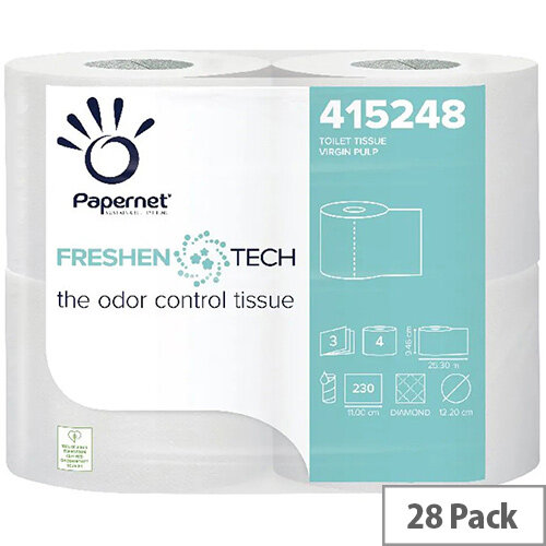 Papernet Freshen Tech Toilet Roll 3-Ply 230 Sheets (Pack of 28) 415248 Papernet Freshen Tech Toilet Roll 3-Ply 230 Sheets (Pack of 28) 415248