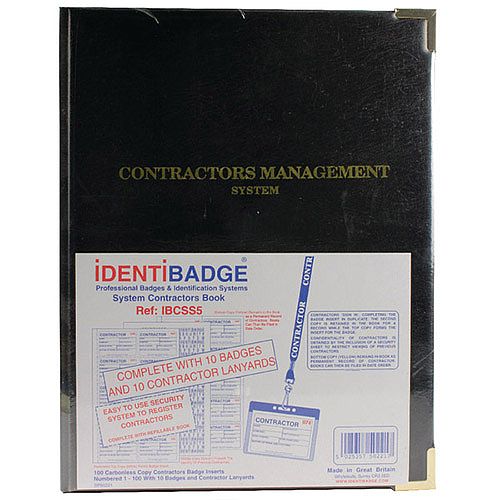Identibadge Contractor Book with 100 Inserts/10 Pockets/10 Contractor Lanyards IBSSC5 Identibadge Contractor Book with 100 Inserts/10 Pockets/10 Contractor Lanyards IBSSC5