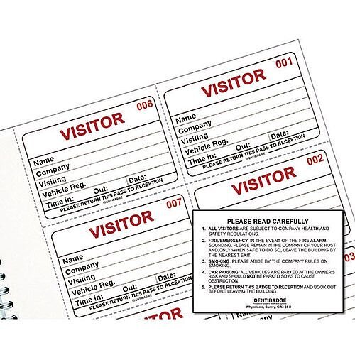 Identibadge System Visitors Book Refill 300 Inserts IBRSYS300