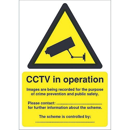 Protection Act-Compliant CCTV Warning Sign Data A5 Self-Adhesive