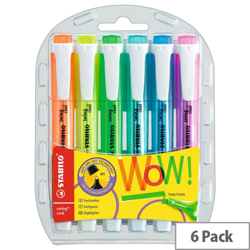Stabilo Swing Cool Highlighter Pen Wallet of 6 Assorted 275/6 Stabilo Swing Cool Highlighter Pen Wallet of 6 Assorted 275/6