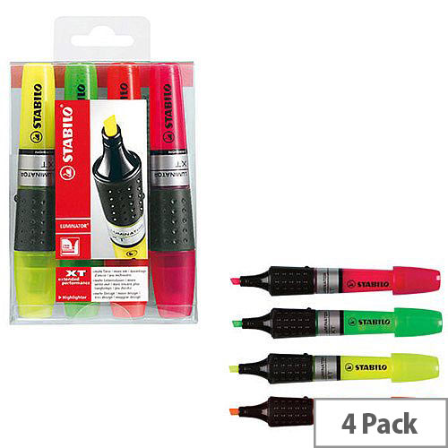 Stabilo Luminator Highlighter Pens Assorted Colours Wallet Pack of 4 71/4