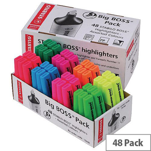 Stabilo Boss Highlighter Pens Retail Assorted Colours Pack of 48