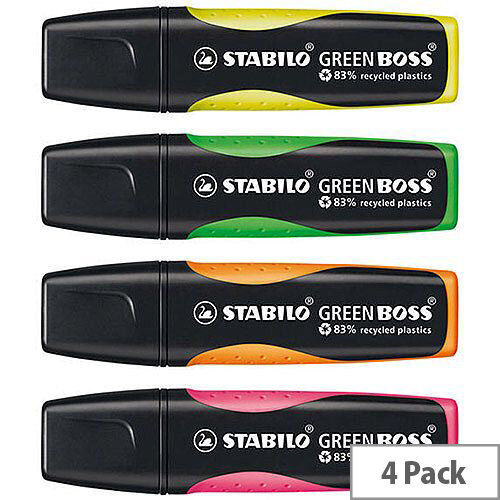 Stabilo Greenboss Highlighter Pen Wallet of 4 Assorted 6070/4