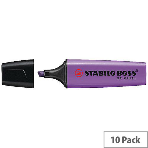 Stabilo Boss Highlighter Pens Purple Lavender Pack 10 70/55/10 Stabilo Boss Highlighter Pens Purple Lavender Pack 10 70/55/10
