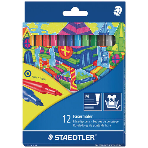 Staedtler Noris Fibre Tip Pens Assorted Colours Pack of 120 325 C12 Staedtler Noris Fibre Tip Pens Assorted Colours Pack of 120 325 C12