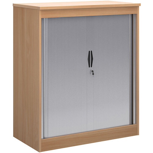 Systems Horizontal Tambour Door Cupboard 1200mm High - Beech - Cupboards Supplied Empty - Shelves, Filing Frames & Roll Out Frames Available Separately 