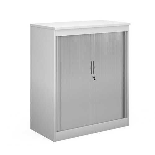 Systems Horizontal Tambour Door Cupboard 1200Mm High - White Systems Horizontal Tambour Door Cupboard 1200Mm High - White