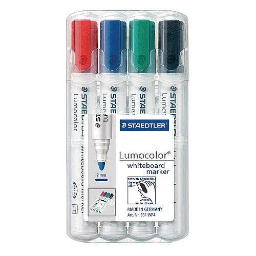 Staedtler Lumocolor 351 Drywipe Whiteboard Markers Assorted Pack of 4