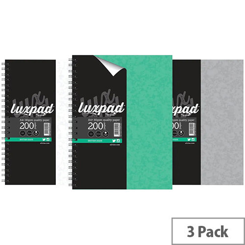 Silvine Luxpad Hardback Wirebound Notebook 200 Pages A4+ Pack of 3 LUXSPA4AC Silvine Luxpad Hardback Wirebound Notebook 200 Pages A4+ Pack of 3 LUXSPA4AC