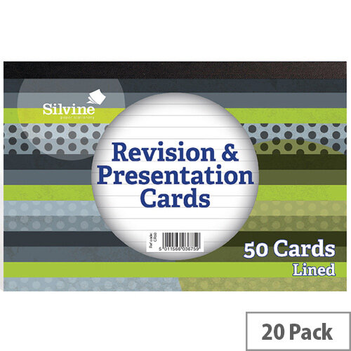 Silvine 50 Revision Notecard Pad Lined White Pack of 20 CR50