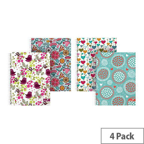 Silvine Marlene West Hearts and Flowers A4 Plus Twin Wire Notebook TWA4MW Silvine Marlene West Hearts and Flowers A4 Plus Twin Wire Notebook TWA4MW