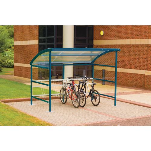 Premier Cycle Shelter And Cycle Rack - Standard Shelter - Plastic Roof And Sides Blue Premier Cycle Shelter And Cycle Rack - Standard Shelter - Plastic Roof And Sides Blue