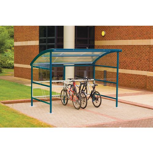 Premier Cycle Shelter And Cycle Rack - Standard Shelter - Plastic Roof And Sides Blue