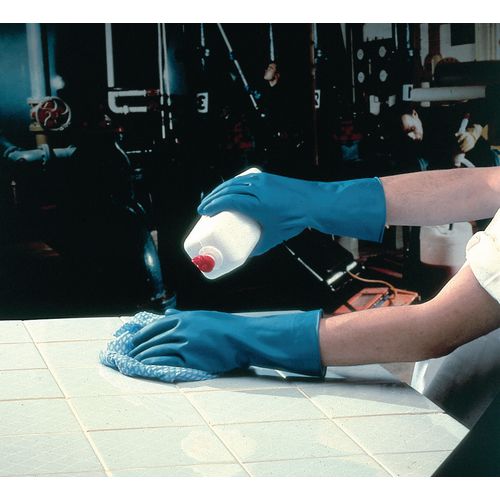 Azure Pack of 12 Rubber Gloves Latex Gloves Size S Blue