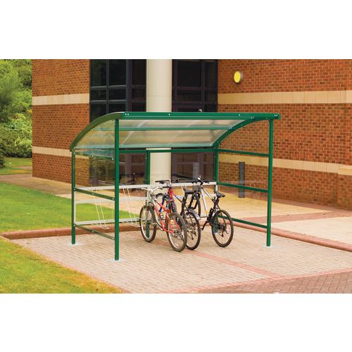 Premier Cycle Shelter And Cycle Rack - Standard Shelter - Plastic Roof And Sides Green