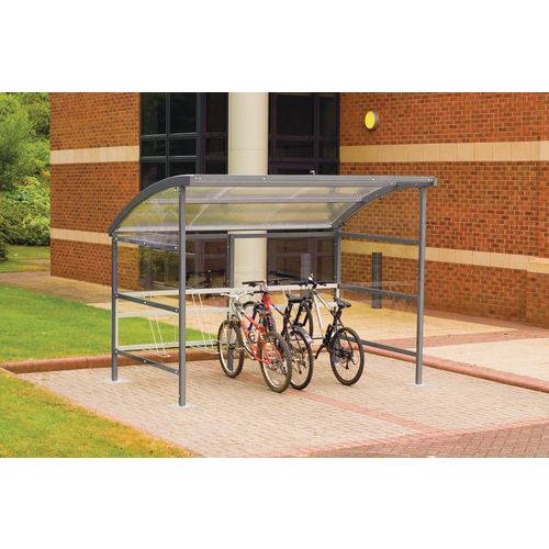 Premier Cycle Shelter And Cycle Rack - Standard Shelter - Plastic Roof And Sides Grey Premier Cycle Shelter And Cycle Rack - Standard Shelter - Plastic Roof And Sides Grey