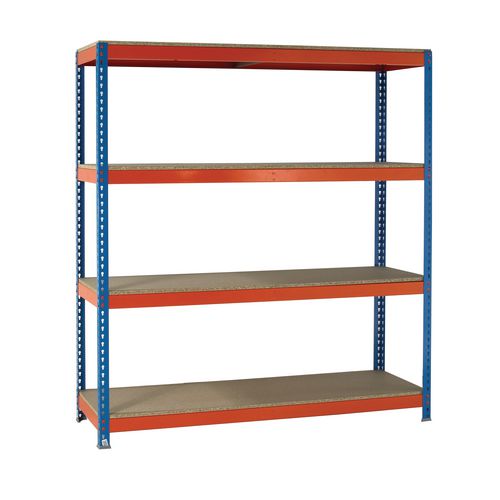 2m High Heavy Duty Boltless Chipboard Shelving Unit W2400xD1200mm 350kg Shelf Capacity With 4 Shelves - 5 Year Warranty