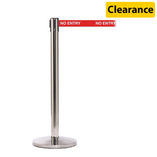 Queuemaster 550 Pol Stain Post 3.4M No Entry Red Webbing With White Print
