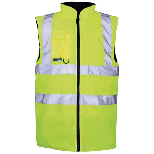 Hi Vis Reversable Body Warmer Fleece Lined Large Yellow