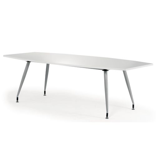 Boat Shaped High Gloss Boardroom Table W2400xD1200xH750mm White Boat Shaped High Gloss Boardroom Table W2400xD1200xH750mm White