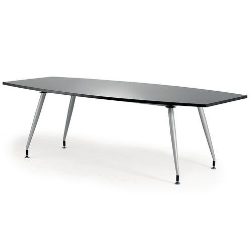 Boat Shaped High Gloss Boardroom Table W2400xD1200xH750mm Black Boat Shaped High Gloss Boardroom Table W2400xD1200xH750mm Black