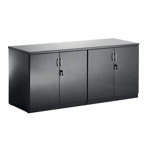 High Gloss Black 2 x Double Door Boardroom Credenza Cupboards W1600xD600xH720mm High Gloss Black 2 x Double Door Boardroom Credenza Cupboards W1600xD600xH720mm