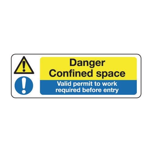 Sign Danger Confined Space 600x200 Polycarb Hunt Office UK