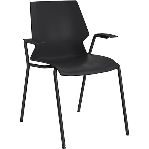 Titan Uni 4 Leg Classroom Chair with Arms 475mm Seat Height Grey Frame &Black Seat Titan Uni 4 Leg Classroom Chair with Arms 475mm Seat Height Grey Frame &Black Seat