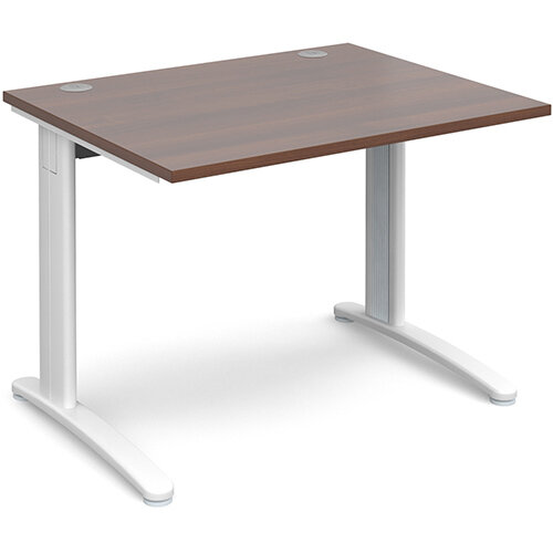 TR10 straight desk 1000mm x 800mm - white frame, walnut top TR10 straight desk 1000mm x 800mm - white frame, walnut top