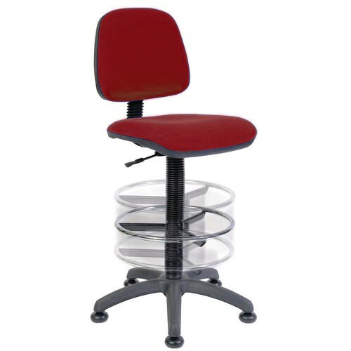 ERGO BLASTER Deluxe Medium Back Draughter Chair H600 - 860mm With Adjustable Foot Ring Burgundy ERGO BLASTER Deluxe Medium Back Draughter Chair H600 - 860mm With Adjustable Foot Ring Burgundy