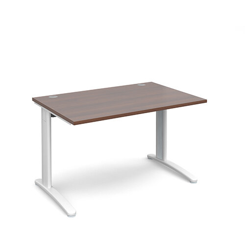 TR10 straight desk 1200mm x 800mm - white frame, walnut top TR10 straight desk 1200mm x 800mm - white frame, walnut top