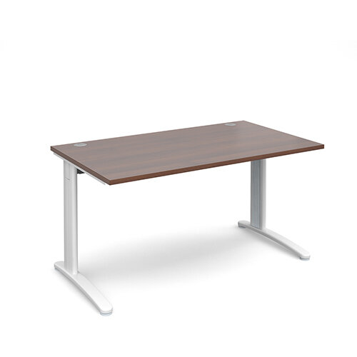 TR10 straight desk 1400mm x 800mm - white frame, walnut top TR10 straight desk 1400mm x 800mm - white frame, walnut top