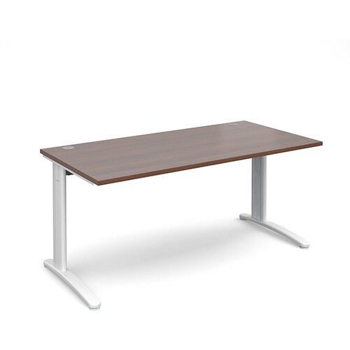 TR10 straight desk 1600mm x 800mm - white frame, walnut top TR10 straight desk 1600mm x 800mm - white frame, walnut top