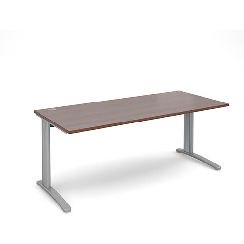 TR10 straight desk 1800mm x 800mm - silver frame, walnut top TR10 straight desk 1800mm x 800mm - silver frame, walnut top